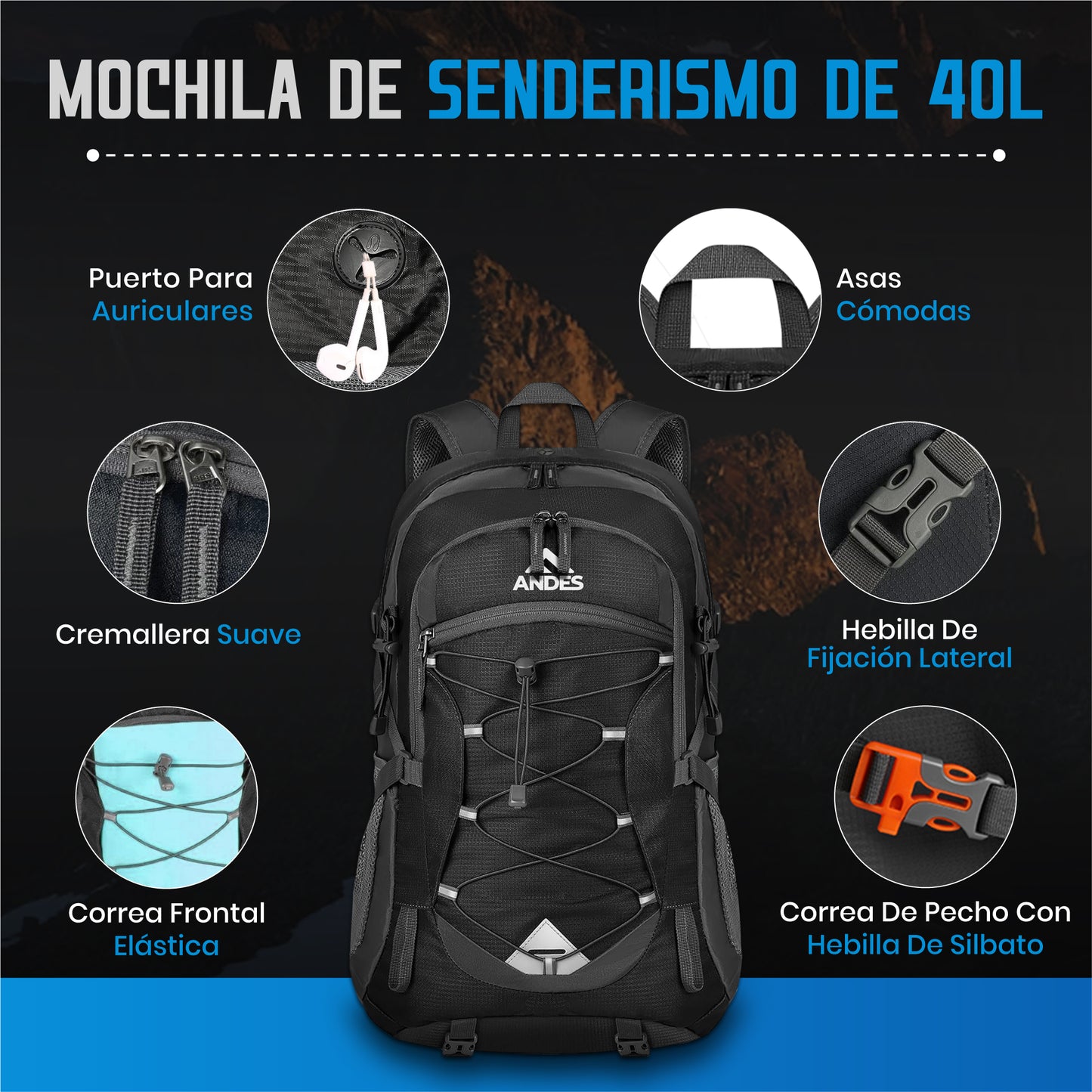 MOCHILA DE SENDERISMO 40L